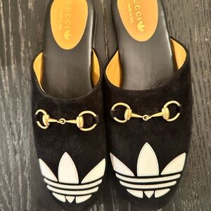 GUCCI x Adidas Trefoil Horsebit Flat Mules